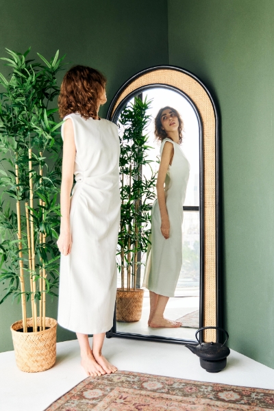 Picture of Black Mirror With Rattan 